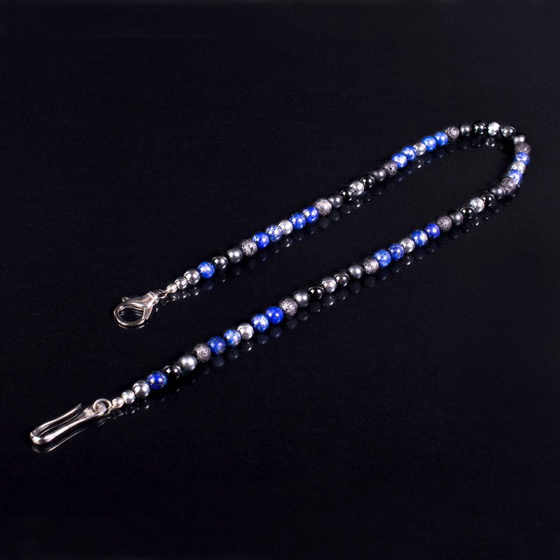 Privilege 925 Gentleman Óralánc - Matt Ónix – Lápisz Lazuli – Ezüst Hematit – Lávakő - Ónix