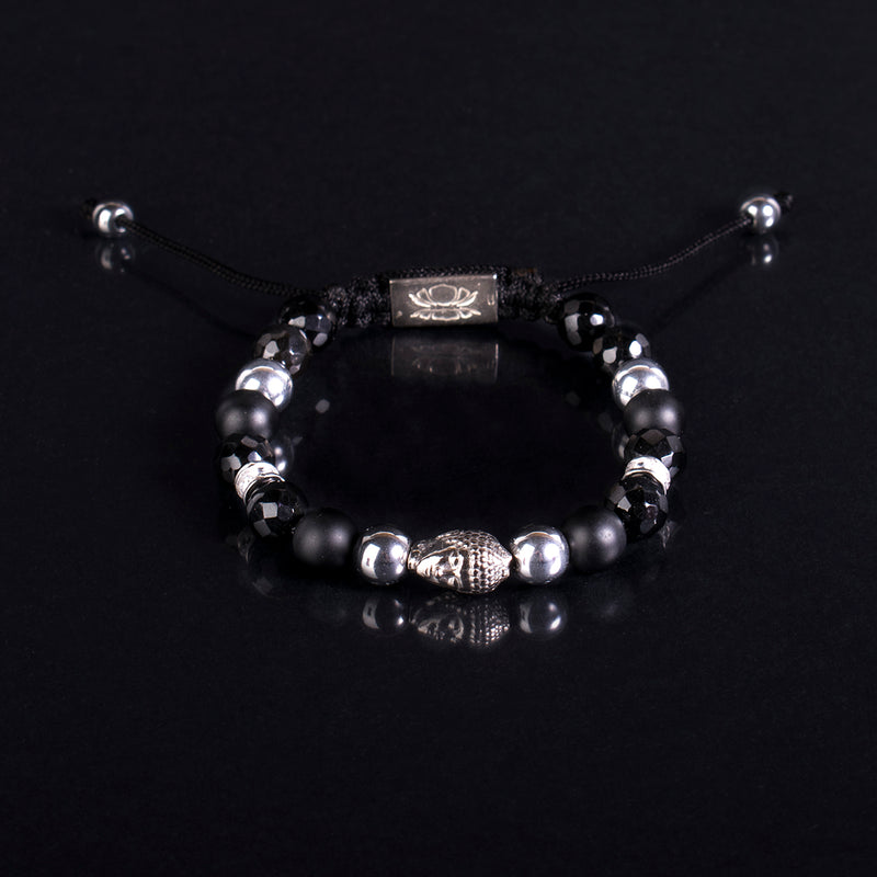 Privilege 925 Limited Buddha-Matte Onyx-Silver Hematite-Faceted Onyx