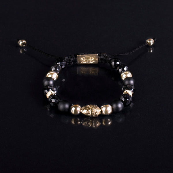 Privilege 925 Limited Buddha-Matte Onyx-Gold Hematite-Faceted Onyx