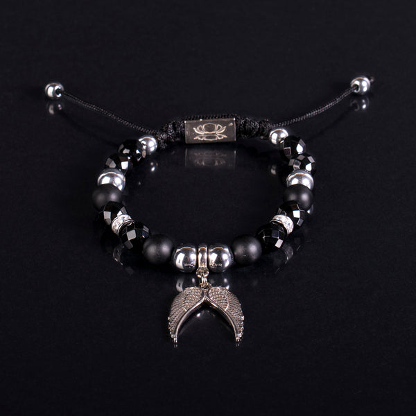 Privilege 925 Limited Angel Wing - Matte Onyx - Silver Hematite - Faceted Onyx