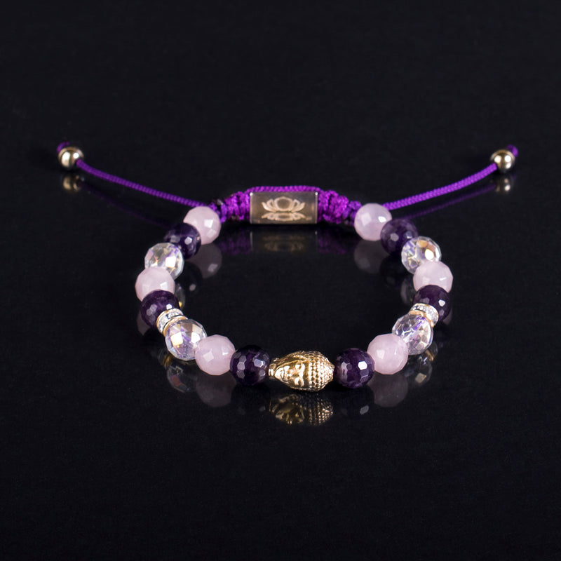 Privilege 925 Gold Limited Buddha-Faceted Rose Quartz-Faceted Aqua Aura Quartz-Faceted Amethyst