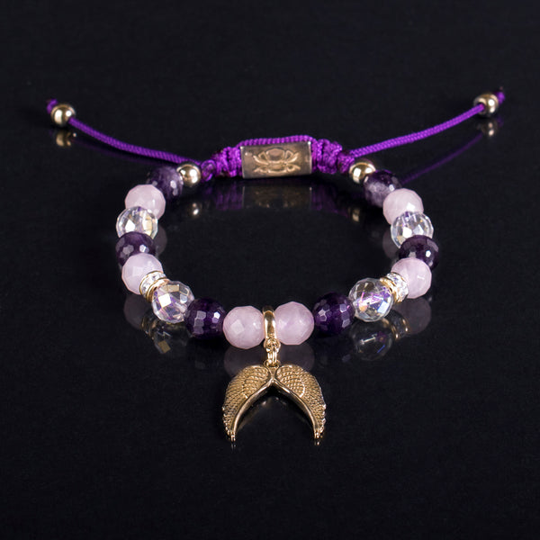 Privilege 925 Limited Angel Wing - Faceted Rose Quartz-Faceted Aqua Aura Quartz - Faceted Amethyst-Golden Hematite