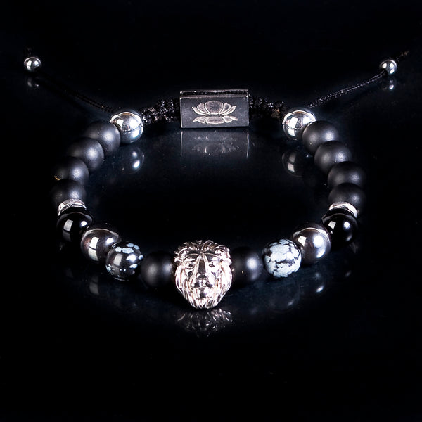 Matte Onyx - Snowflake Obsidian - Hematite - Onyx - Silver Hematite - Lion 925 Silver
