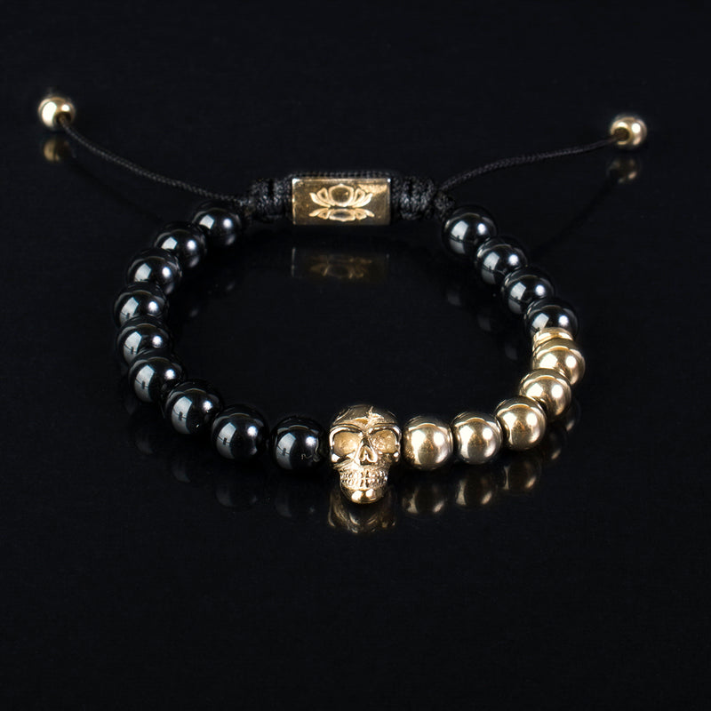 Onyx-Golden Hematite-Skull 925 Gold