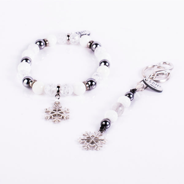 SHELL - FACETED CRACKED CRYSTAL - SILVER HEMATITE - SNOWFLAKE PENDANT SET SILVER