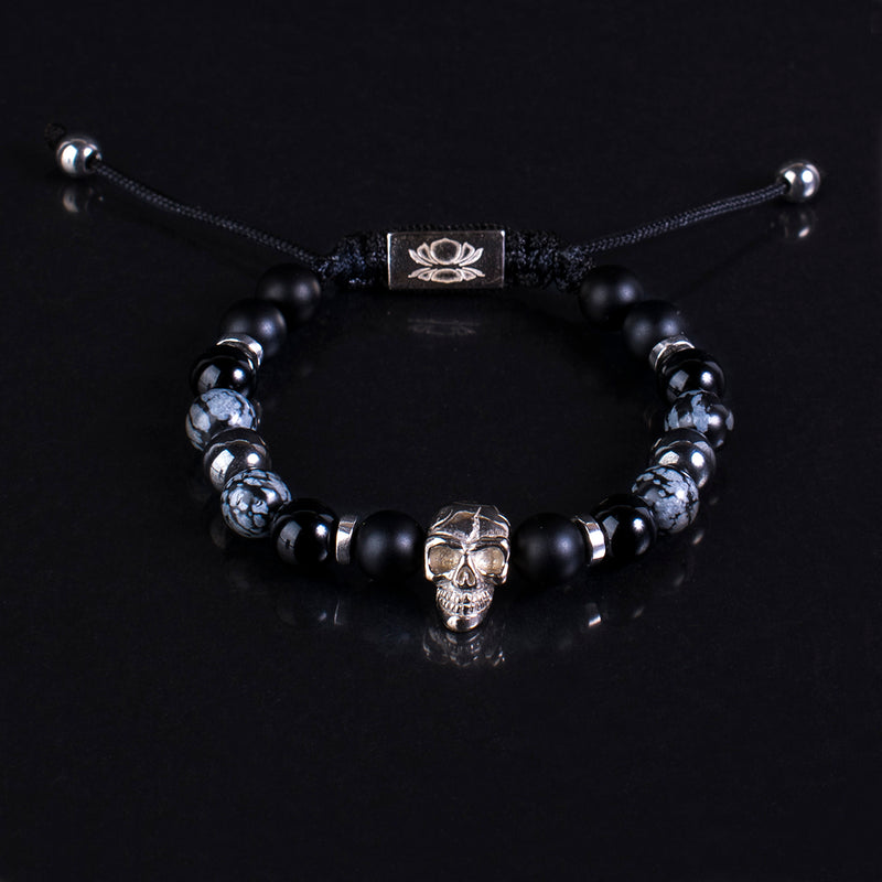 Matte Onyx-Onyx-Snowflake Obsidian-Hematite-Skull 925 Silver