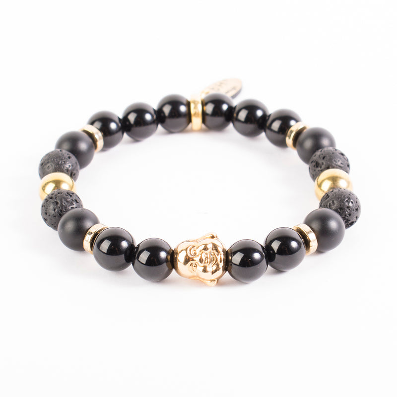 Onyx - Matte Onyx - Lava Stone - Gold Hematite - Lucky Buddha Gold