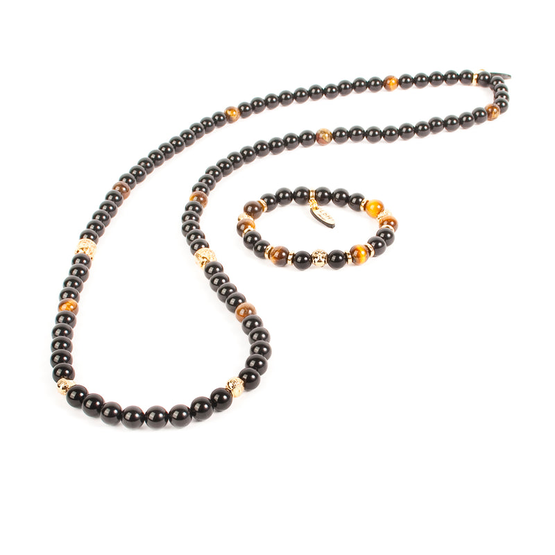 Buddha Necklace Set - Tiger's Eye - Onyx