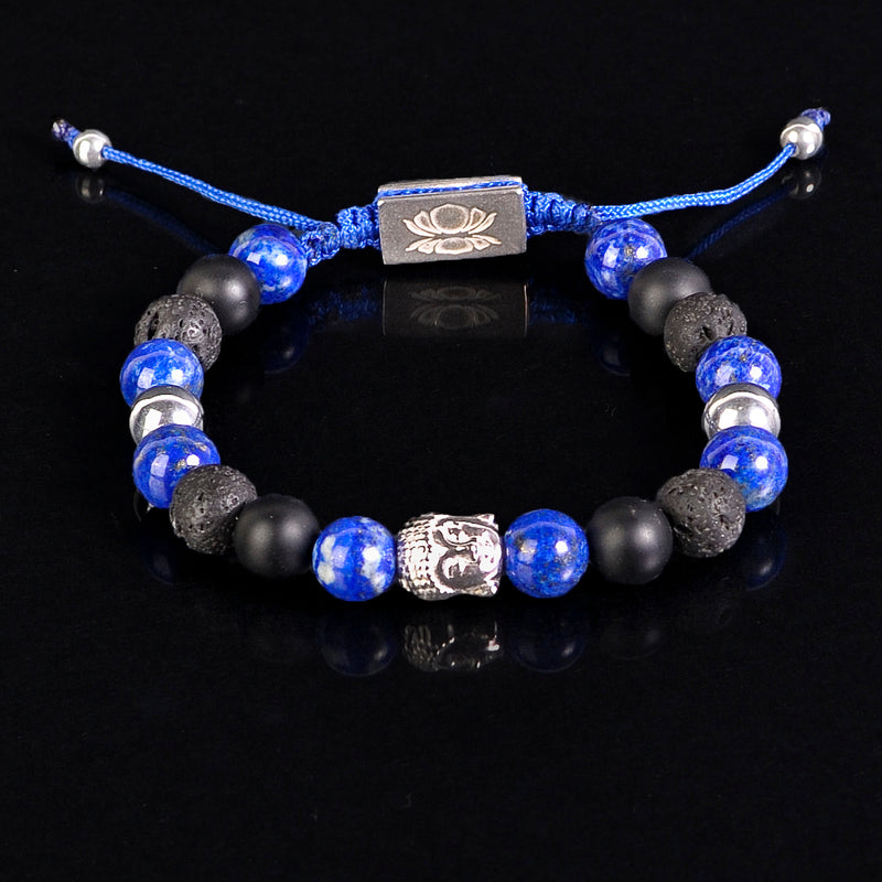 Lapis lazuli - Matt ónix - Lávakő - Ezüst hematit - Buddha 925