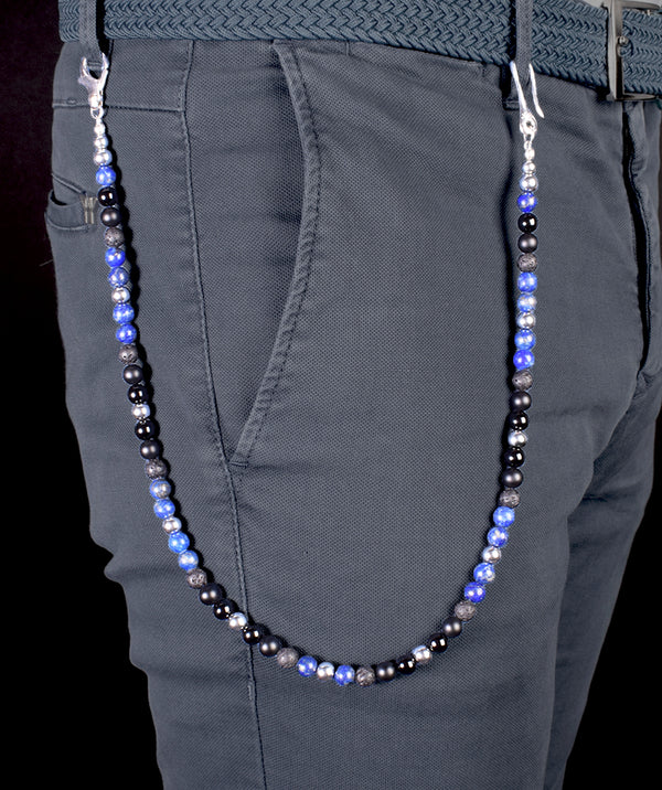 Privilege 925 Gentleman Watch Chain - Matte Onyx - Lapis Lazuli - Silver Hematite - Lava Stone - Onyx
