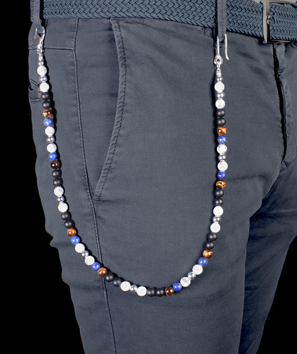 Privilege 925 Gentleman Watch Chain - Matte Onyx - Lapuli Lazuli - Howlite - Tiger's Eye - Silver Hematite