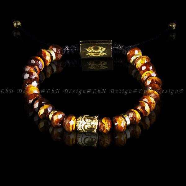 Faceted Tiger Eye - Buddha 925 Gold