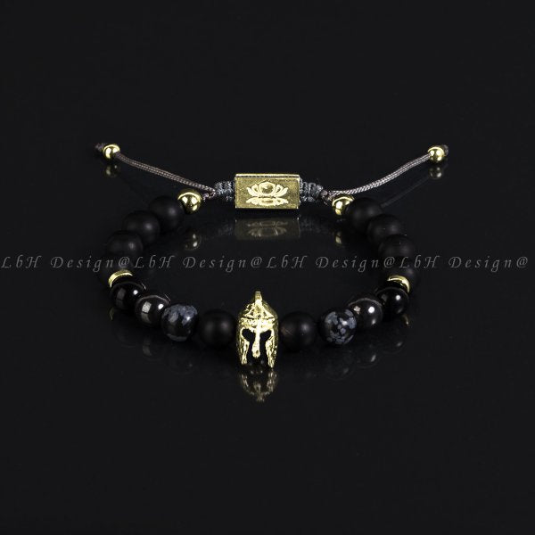 Matte Onyx - Onyx - Hematite - Snowflake Obsidian - Golden Hematite - Achilles Helmet Gold 925