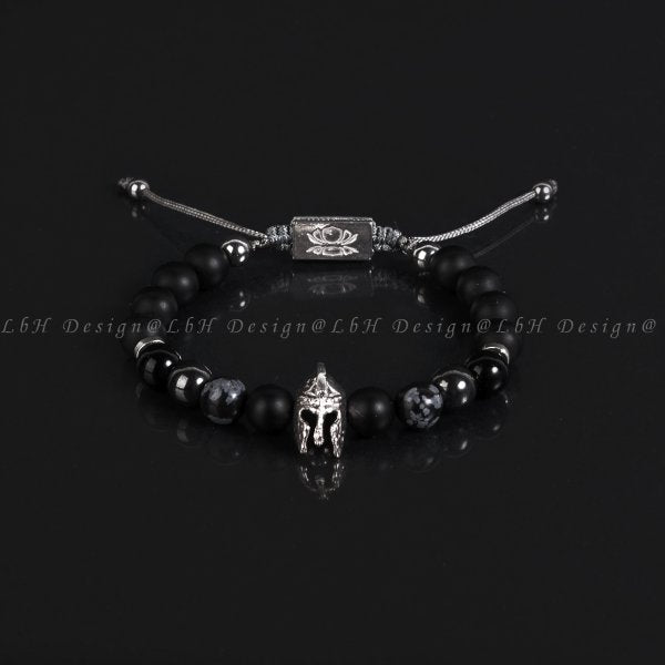 Matte Onyx - Onyx - Hematite - Snowflake Obsidian - Silver Hematite - Achilles Helmet Silver 925