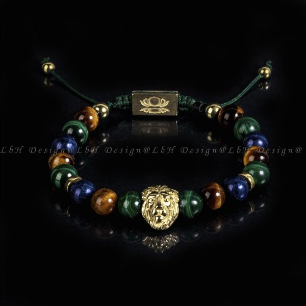 Malachite - Sapphire - Tiger's Eye - Golden Hematite - Lion Gold 925