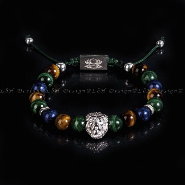 Malachite - Sapphire - Tiger's Eye - Silver Hematite - Lion Silver 925