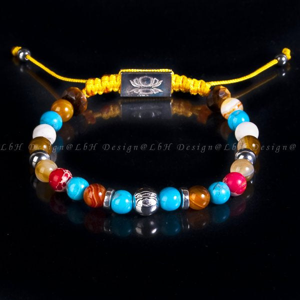 Privilege 925 Multicolor - Orion Marine Sediment Jasper - Tiger's Eye - Lemon Yellow Agate - Howlite - Turquoise - Silver Hematite