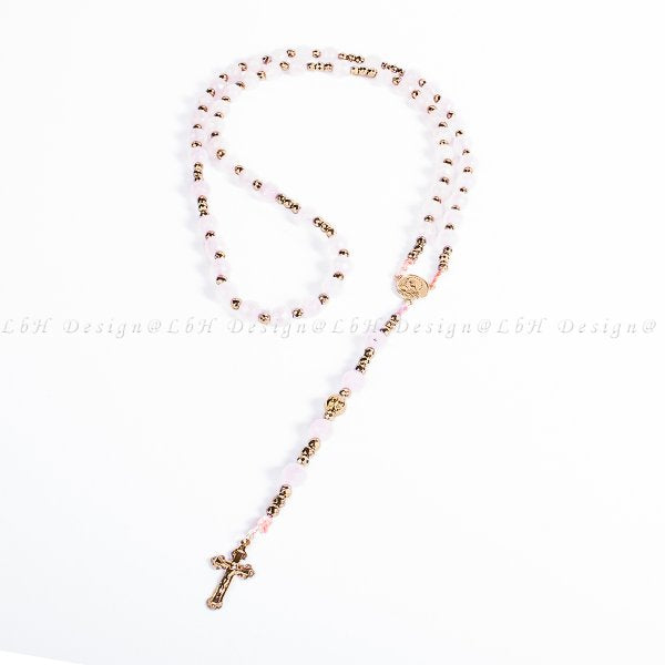 Privilege 925 Rosary - Faceted Rose Quartz - Faceted Golden Hematite