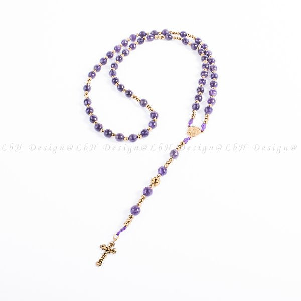 Privilege 925 Rosary - Faceted Amethyst - Faceted Gold Hematite