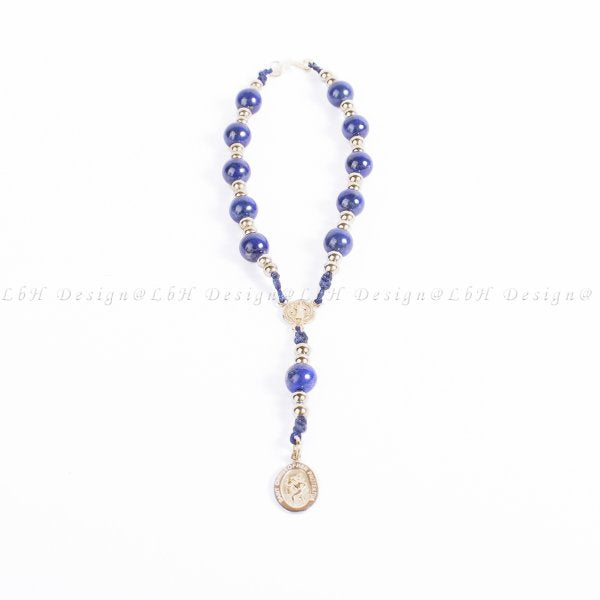 Privilege 925 Saint Christopher Rosary - Lapis Lazuli - Golden Hematite