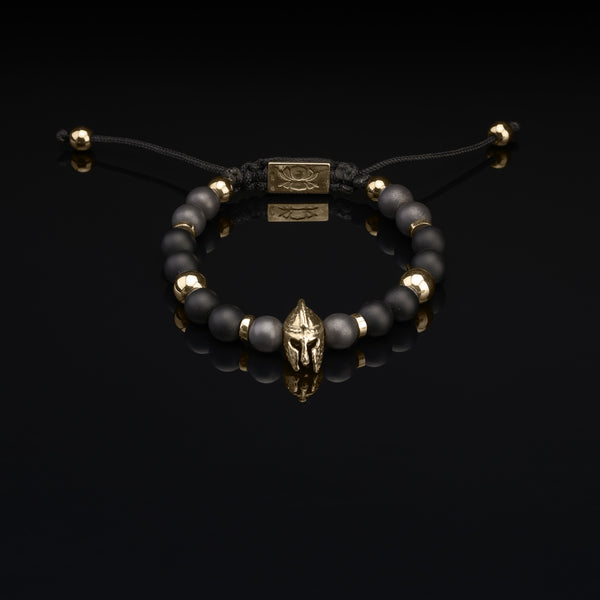 Matte Hematite - Matte Onyx - Golden Hematite - Achilles Helmet 925 Gold