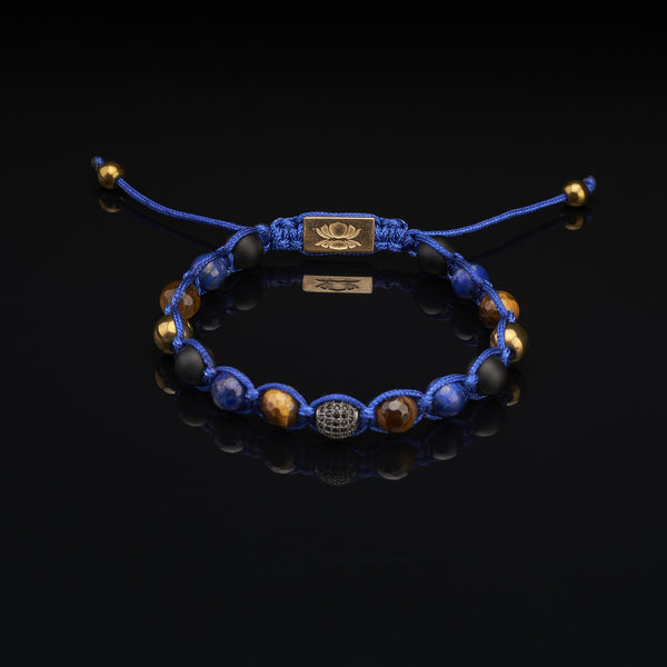 Privilege 925 - "Big Boy 8mm" - Faceted Tiger's Eye - Lapis Lazuli-Matte Onyx-Golden Hematite