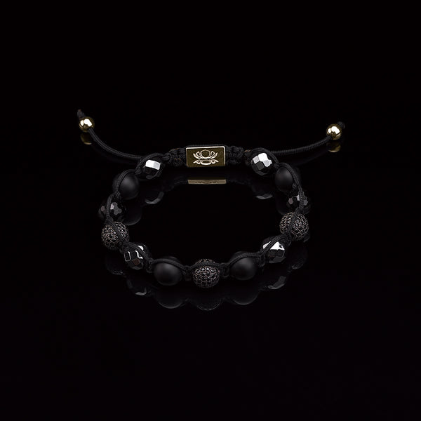 Privilege 925 - "Big Boy 10mm" -Matte Onyx-Faceted Hematite-Faceted Onyx-Gold