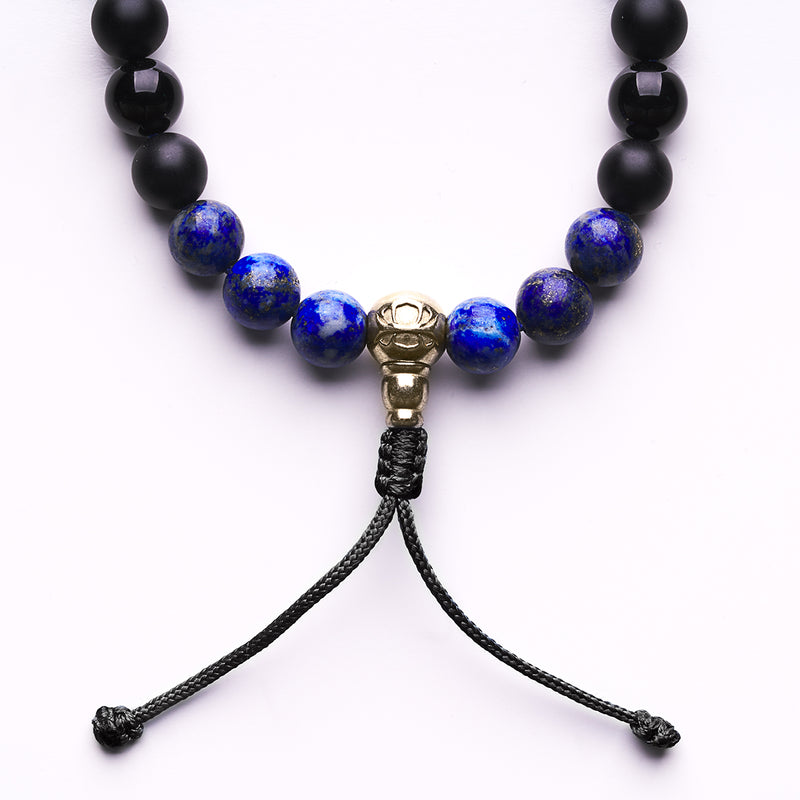 Privilege 925 Tradicionális Ásvány Mala - Lápisz Lazuli-Matt Ónix-Ónix-Arany Hematit